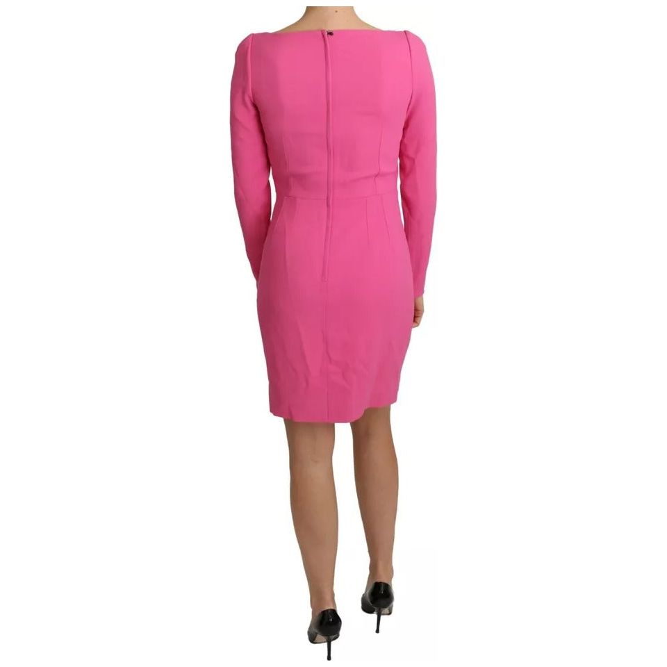 Dolce & Gabbana Pink Plunging Bodycon Sheath Mini Rayon Dress pink-plunging-bodycon-sheath-mini-rayon-dress