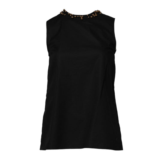 Boutique Moschino Black Cotton Sleeveless Women Tank T-shirt Boutique Moschino
