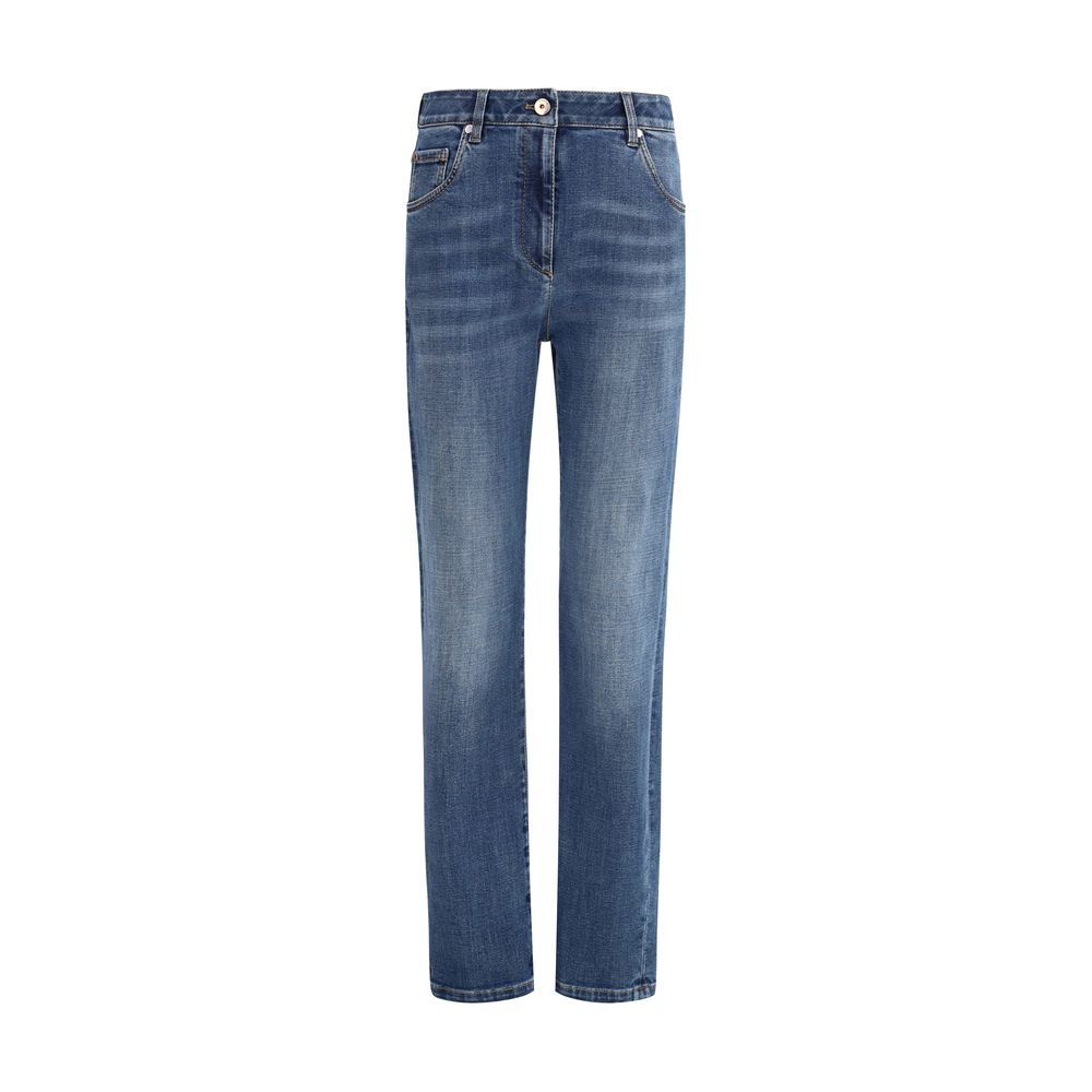Brunello Cucinelli Blue Cotton Skinny Jeans Brunello Cucinelli