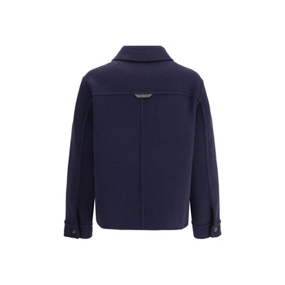 Brunello Cucinelli Blue Fleece Wool Coat