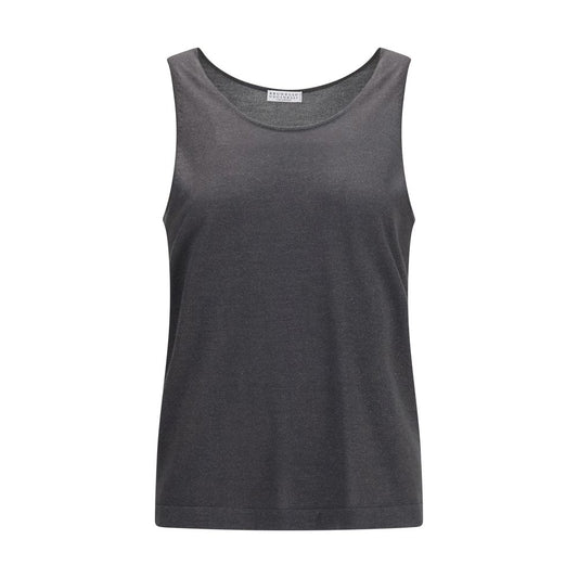 Brunello Cucinelli Gray Cashmere Tank Tops 1728,72470364320,Brunello Cucinelli,Clothing,Gray,L,M,New with tags,T-Shirts - Clothing,Tank Tops - T-Shirts - Clothing,Women