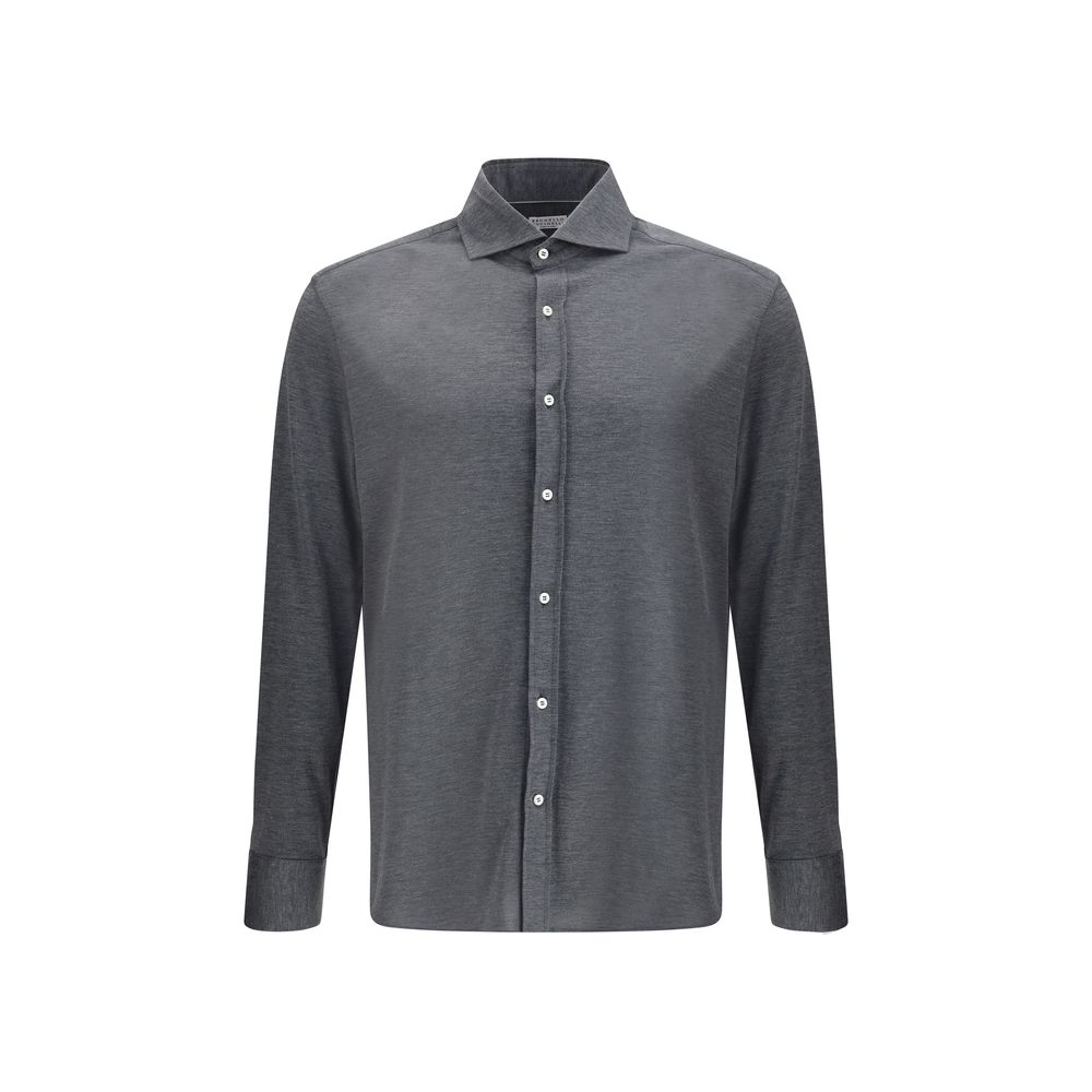 Brunello Cucinelli Gray Silk Shirt Brunello Cucinelli