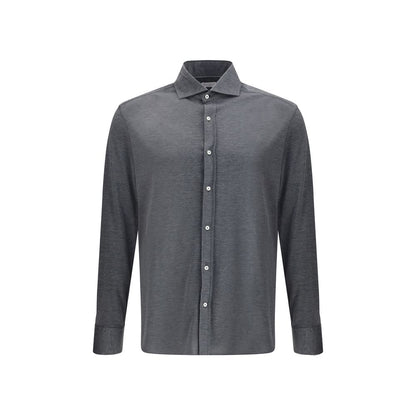 Brunello Cucinelli Gray Silk Shirt Brunello Cucinelli
