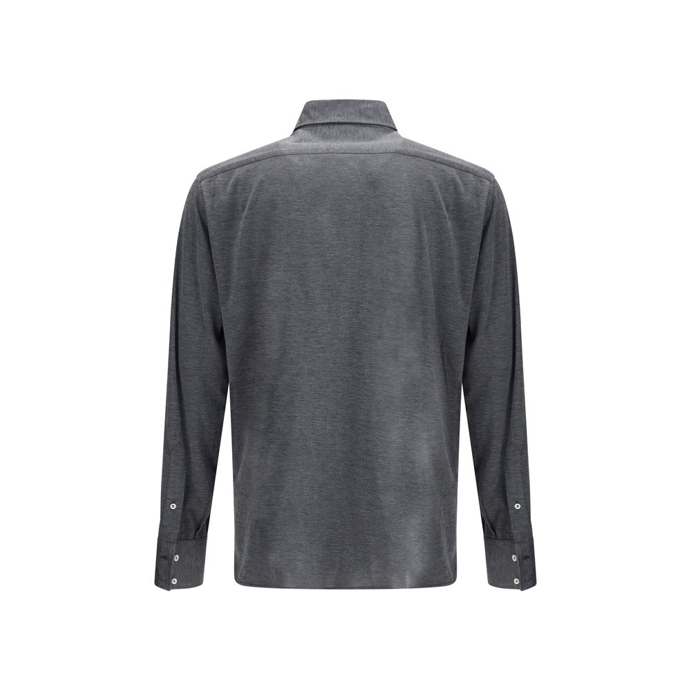 Brunello Cucinelli Gray Silk Shirt Brunello Cucinelli