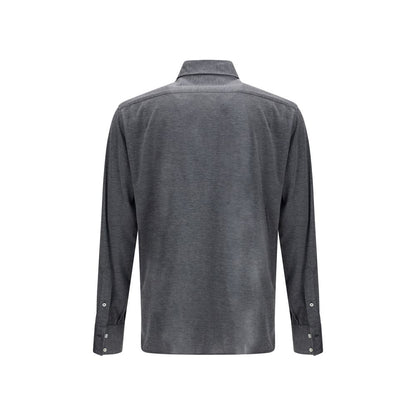 Brunello Cucinelli Gray Silk Shirt Brunello Cucinelli