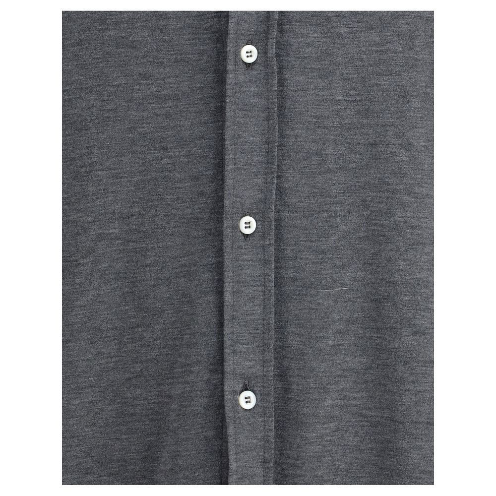 Brunello Cucinelli Gray Silk Shirt Brunello Cucinelli