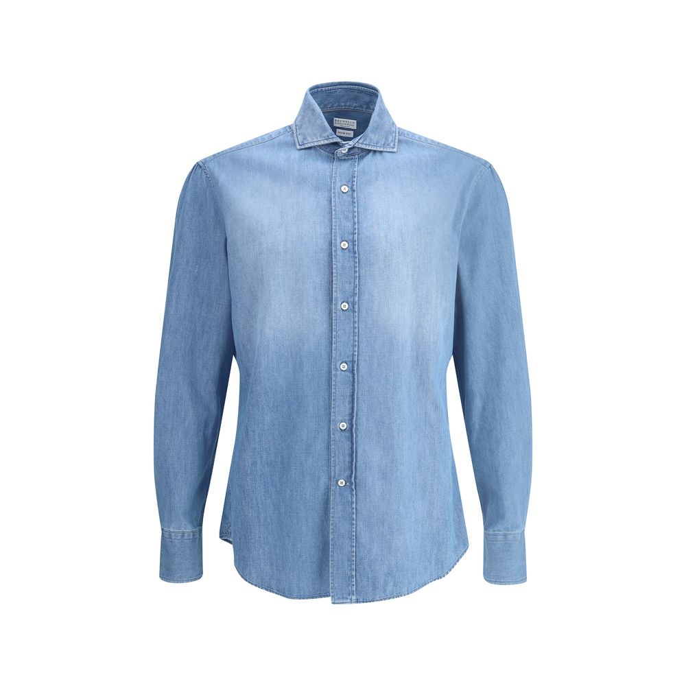 Brunello Cucinelli Light Blue Denim Shirt Brunello Cucinelli