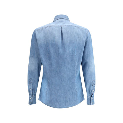 Brunello Cucinelli Light Blue Denim Shirt Brunello Cucinelli