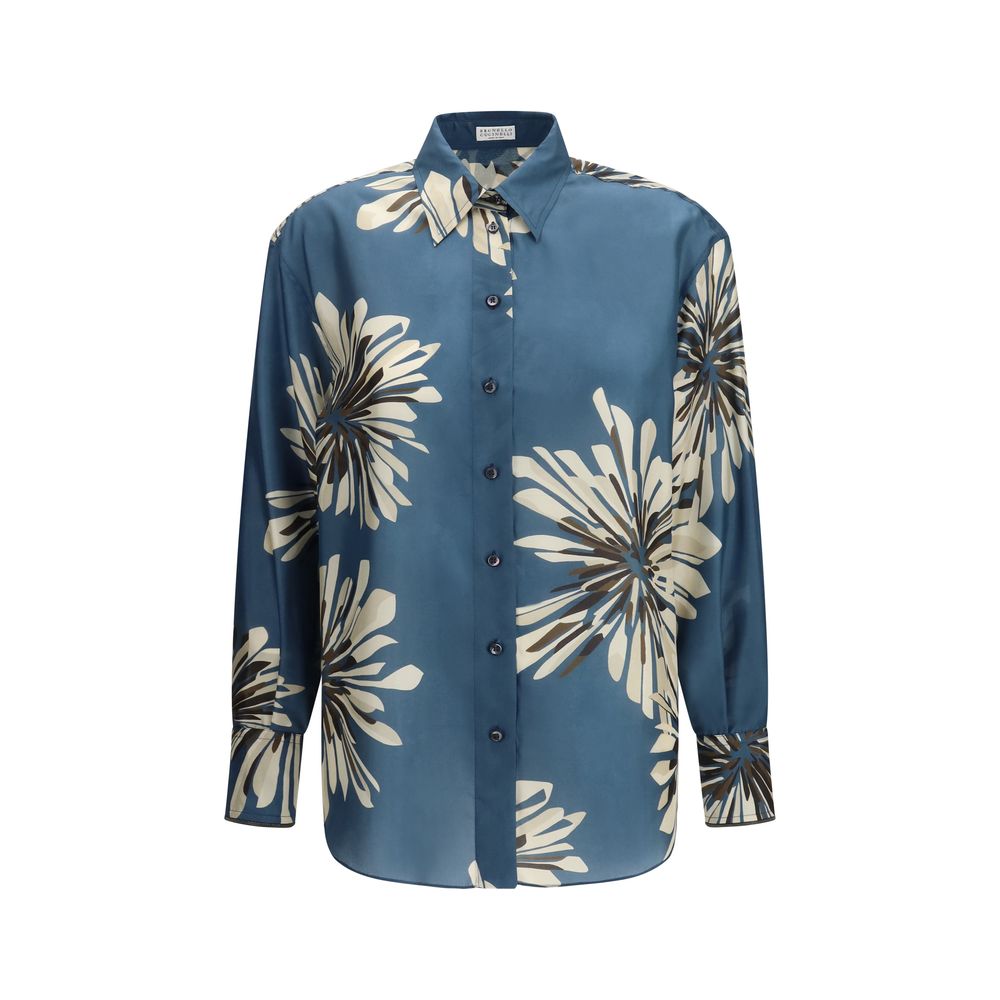 Brunello Cucinelli Multicolor Silk Pattern Shirt 1728,72470364320,Brunello Cucinelli,Clothing,Multicolor,New with tags,Pattern - Shirts - Clothing,S,Shirts - Clothing,Women,XS