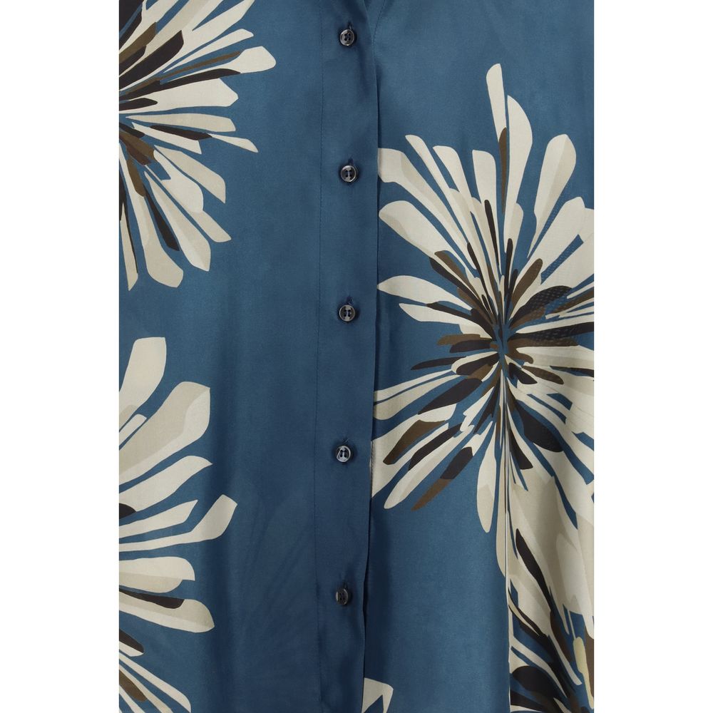 Brunello Cucinelli Multicolor Silk Pattern Shirt 1728,72470364320,Brunello Cucinelli,Clothing,Multicolor,New with tags,Pattern - Shirts - Clothing,S,Shirts - Clothing,Women,XS