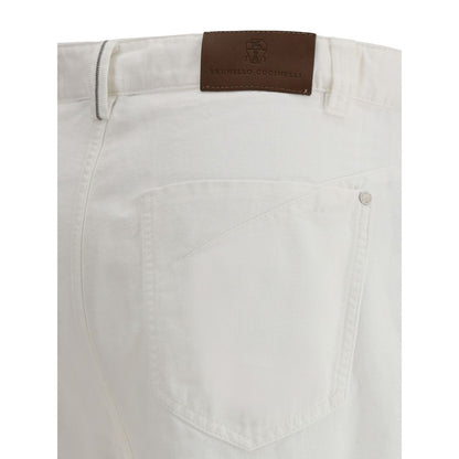 Brunello Cucinelli White Cotton Jeans Denim