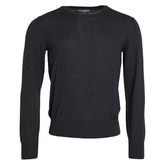 Dark Gray Cashmere Crewneck Pullover Sweater