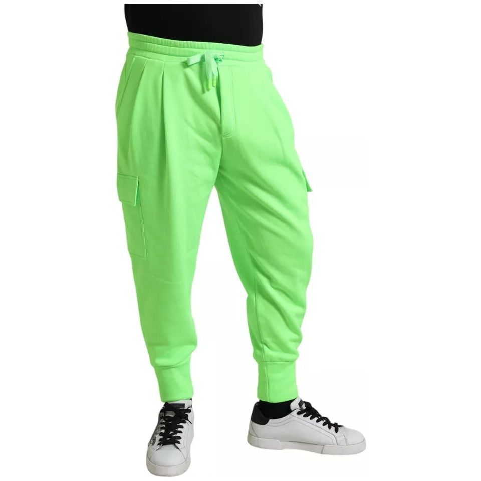 Neon Green Polyester Jogger Sweatpants Pants