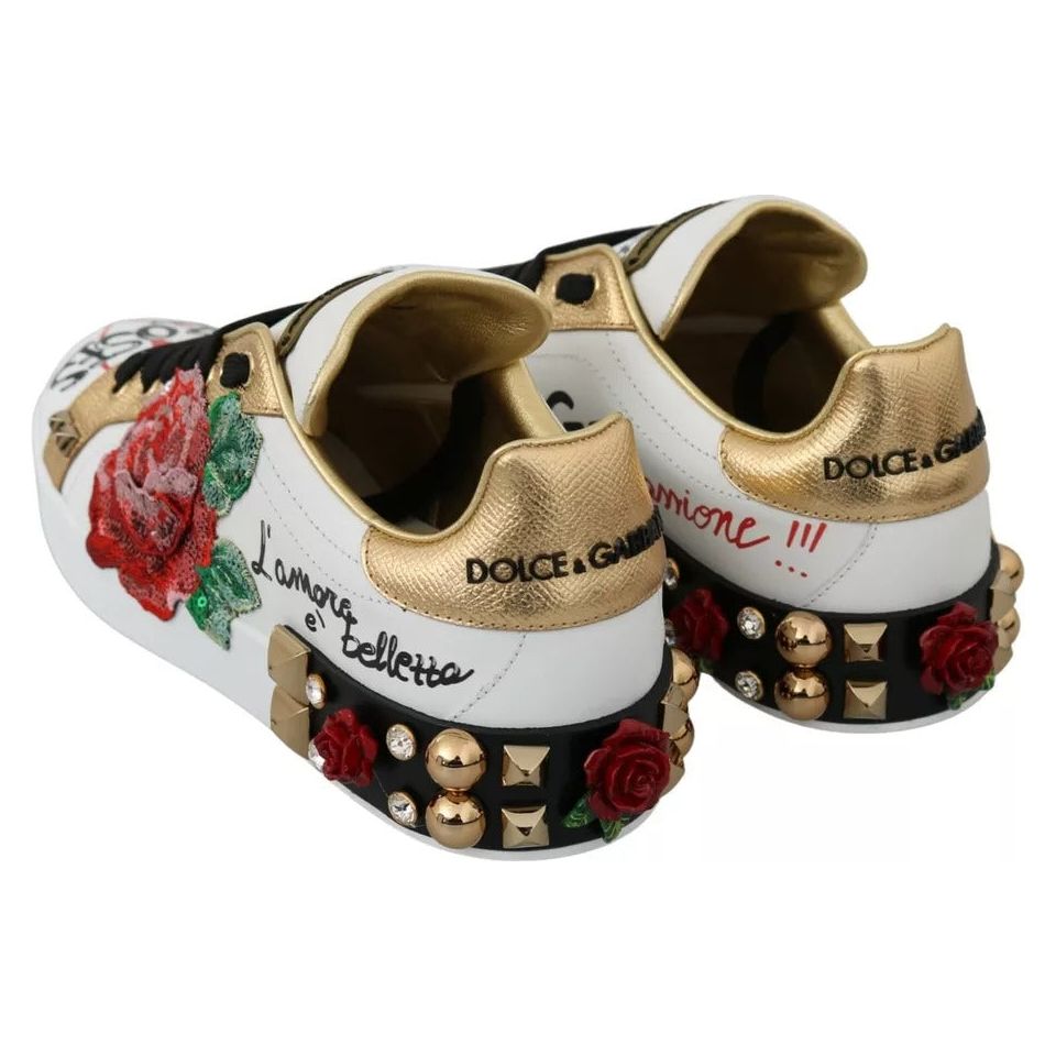 White Roses Sequined Crystal Womens Sneakers Shoes