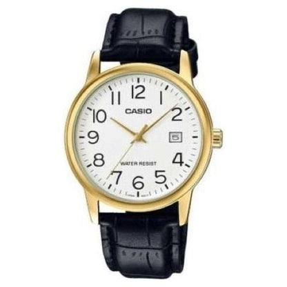 CASIO COLLECTION Mod. DATE GOLD. LEATHER - WHITE WATCHES