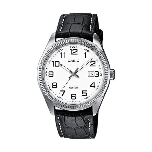 CASIO COLLECTION Mod. DATE. LEATHER - WHITE. NUMBERS WATCHES