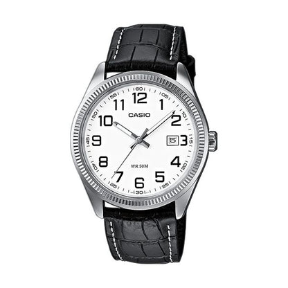 CASIO COLLECTION Mod. DATE. LEATHER - WHITE. NUMBERS WATCHES