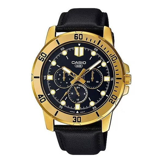 CASIO COLLECTION Mod. DIVER MULTIFUCTION. LEATHER - BLACK Gent,READY STOCKED WATCHES,Wristwatch