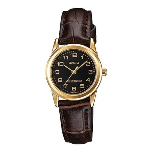CASIO COLLECTION Mod. LADY 3H GOLD, LEATHER - BLACK WATCHES