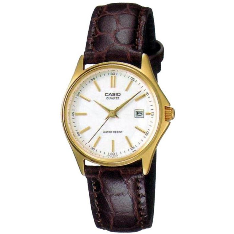 CASIO COLLECTION Mod. LADY DATE LEATHER - WHITE. GOLD INDEXES