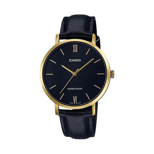 CASIO COLLECTION Mod. MINIMAL GOLD, LEATHER - BLACK Lady,READY STOCKED WATCHES,Wristwatch