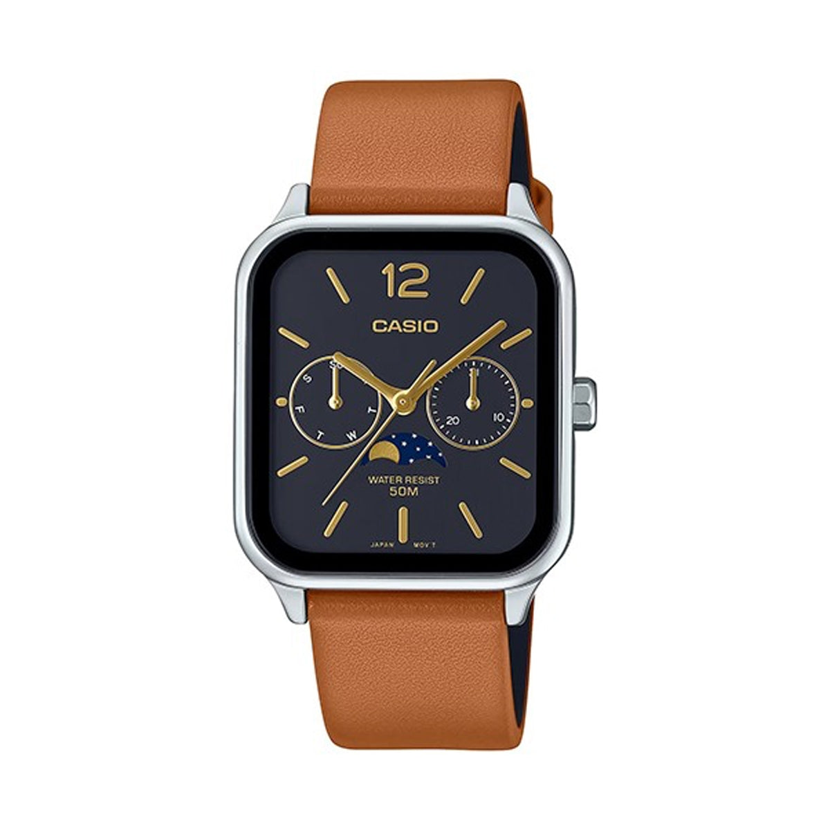 CASIO COLLECTION Mod. MOONPHASES LEATHER - BLACK READY STOCKED WATCHES,Unisex,Wristwatch