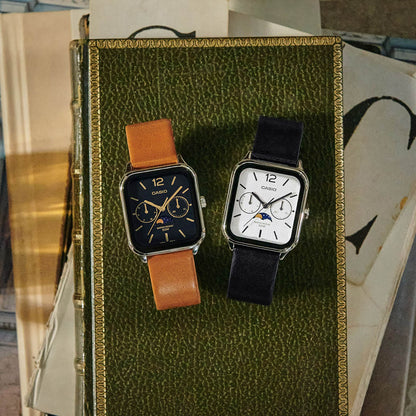 CASIO COLLECTION Mod. MOONPHASES LEATHER - BLACK READY STOCKED WATCHES,Unisex,Wristwatch