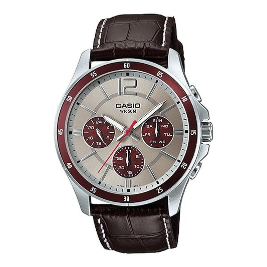 CASIO COLLECTION Mod. MULTIFUNCTION CALENDAR. LEATHER - TWO TONES WATCHES