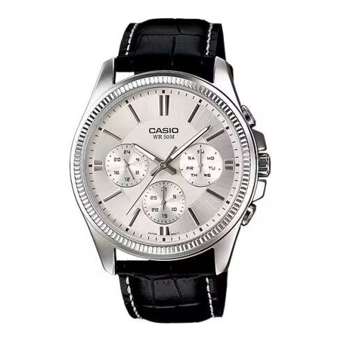 CASIO Mod. DAY DATE MULTIFUNCTION. LEATHER - WHITE WATCHES