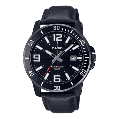 CASIO SPORT COLLECTION Mod. DIVER 50M LEATHER - FULL BLACK WATCHES