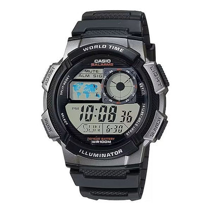 CASIO SPORT Mod. DIVER - WORLD TIME ILLUMINATOR 5 ALARMS. 10 YEARS BATTERY - GREY WATCHES