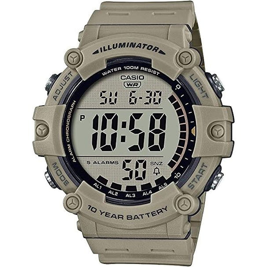 CASIO SPORT Mod. ILLUMINATOR WORLDTIME 10 YEARS BATTERY - TAUPE Gent,READY STOCKED WATCHES,Wristwatch