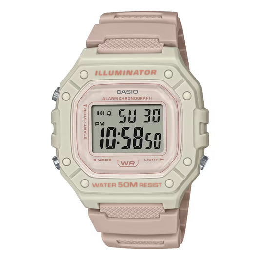 CASIO TIMELESS COLLECTION Mod. SPORT ILLUMINATOR WR 50M, ALARM, CHRONOGRAPH - LIGHT PINK - COLORED SERIE Lady,READY STOCKED WATCHES,Wristwatch
