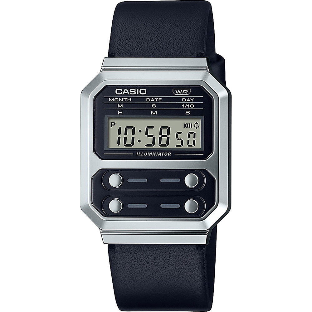 CASIO VINTAGE Mod. EDGY COLLECTION LEATHER - BLACK WATCHES