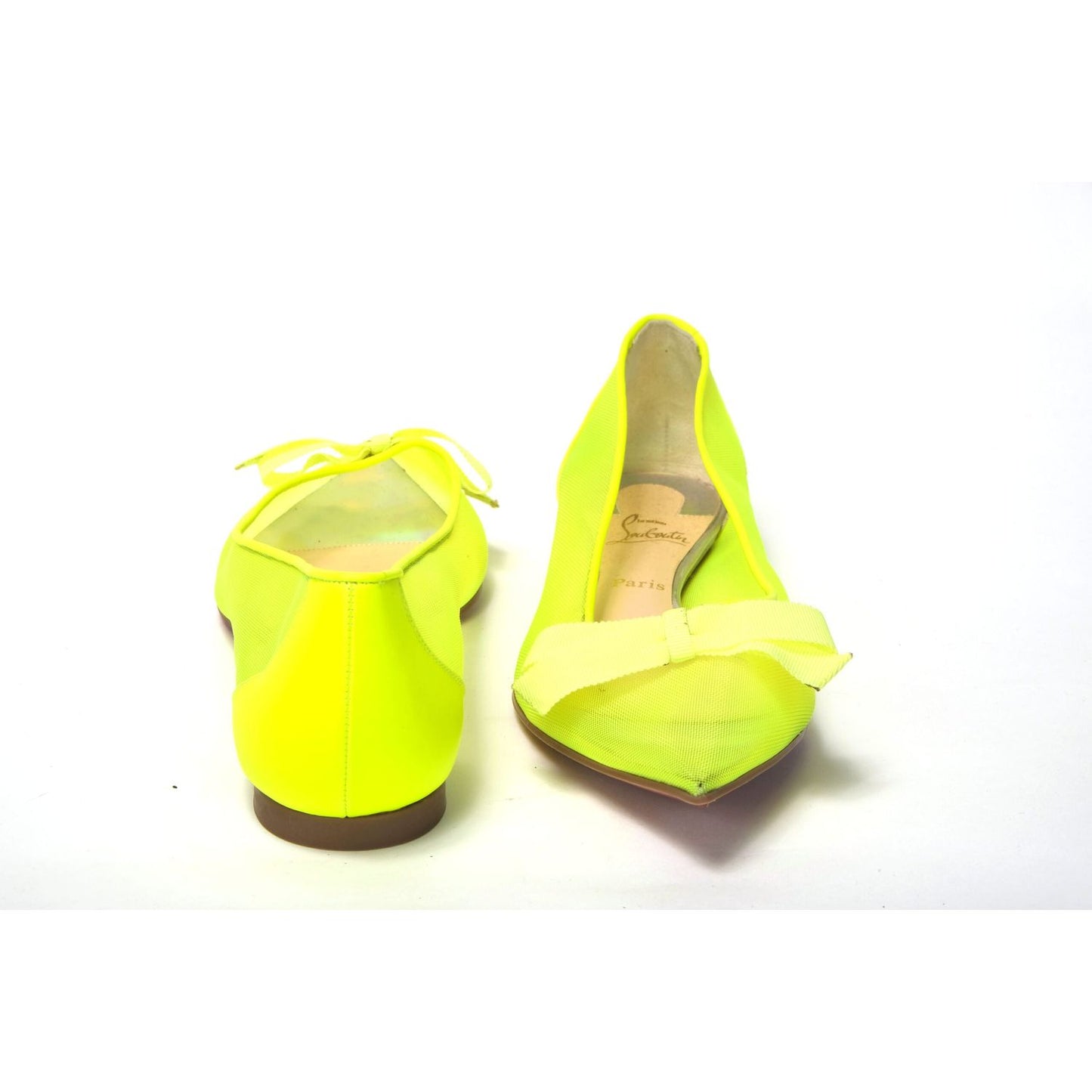 Christian Louboutin | Fluro Yellow Flat Point Toe Shoe| McRichard Designer Brands   