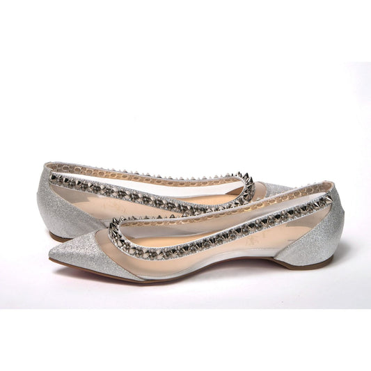 Christian Louboutin | Silver Flat Point Toe Shoe| McRichard Designer Brands   