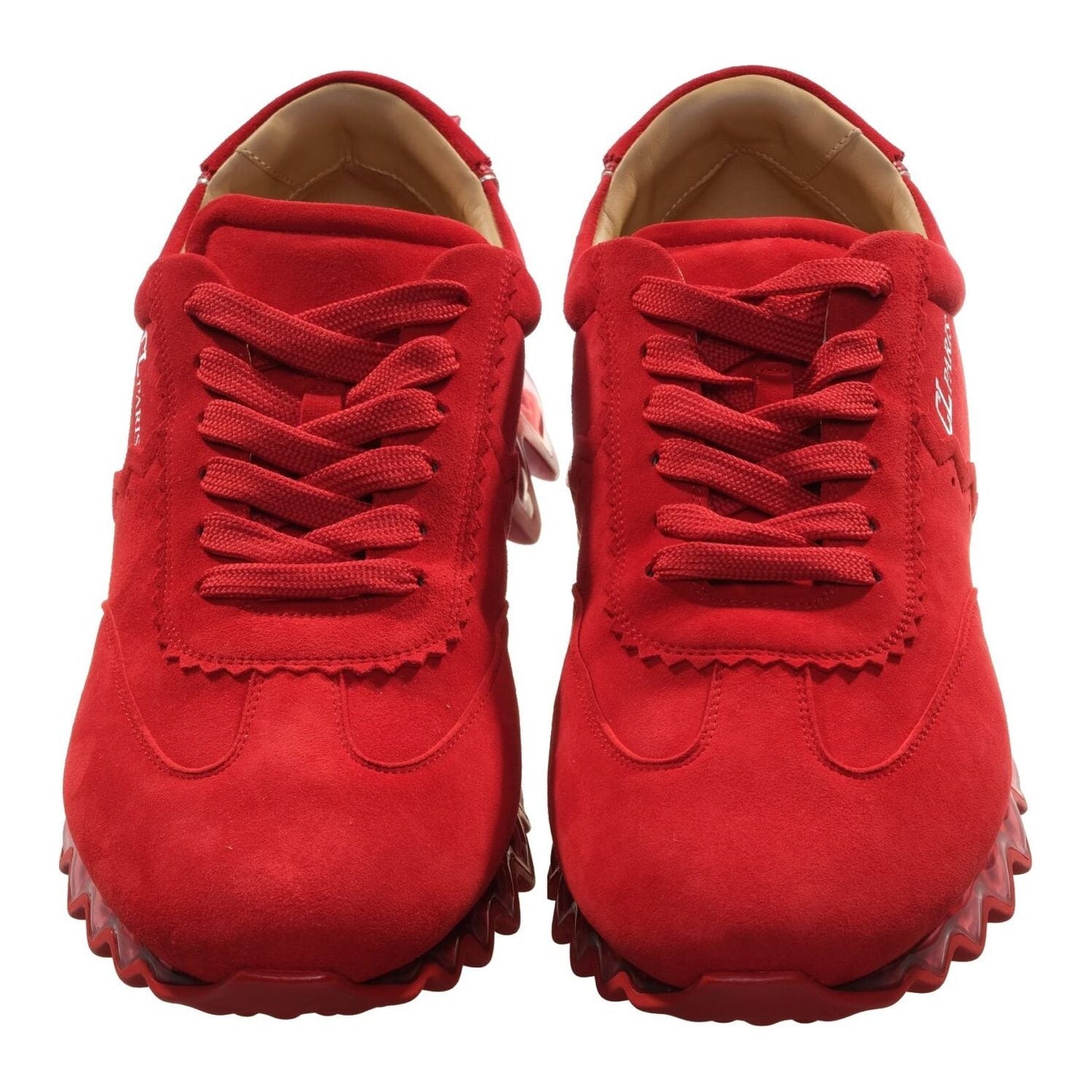 Loubishark Flat Red Suede Laceup Sneakers