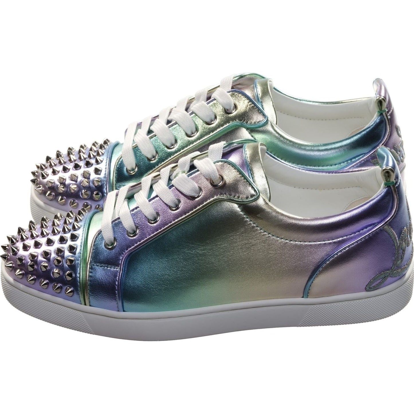 Fun Louis Junior Spikes Flat Ombre Laminated Leather Sneakers Christian Louboutin