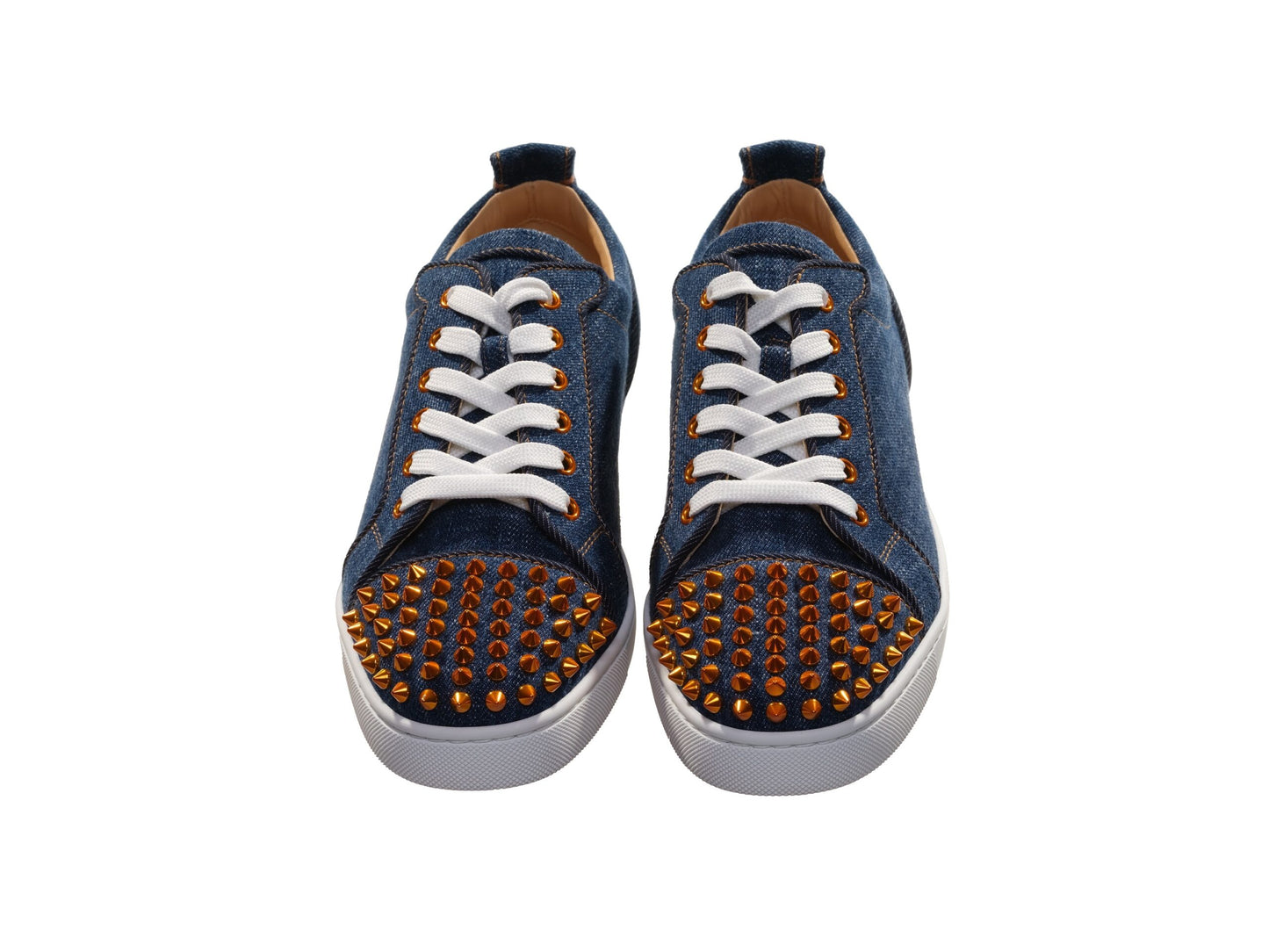 Fun Louis Junior Spikes Flat Denim and Gold Spike Sneakers