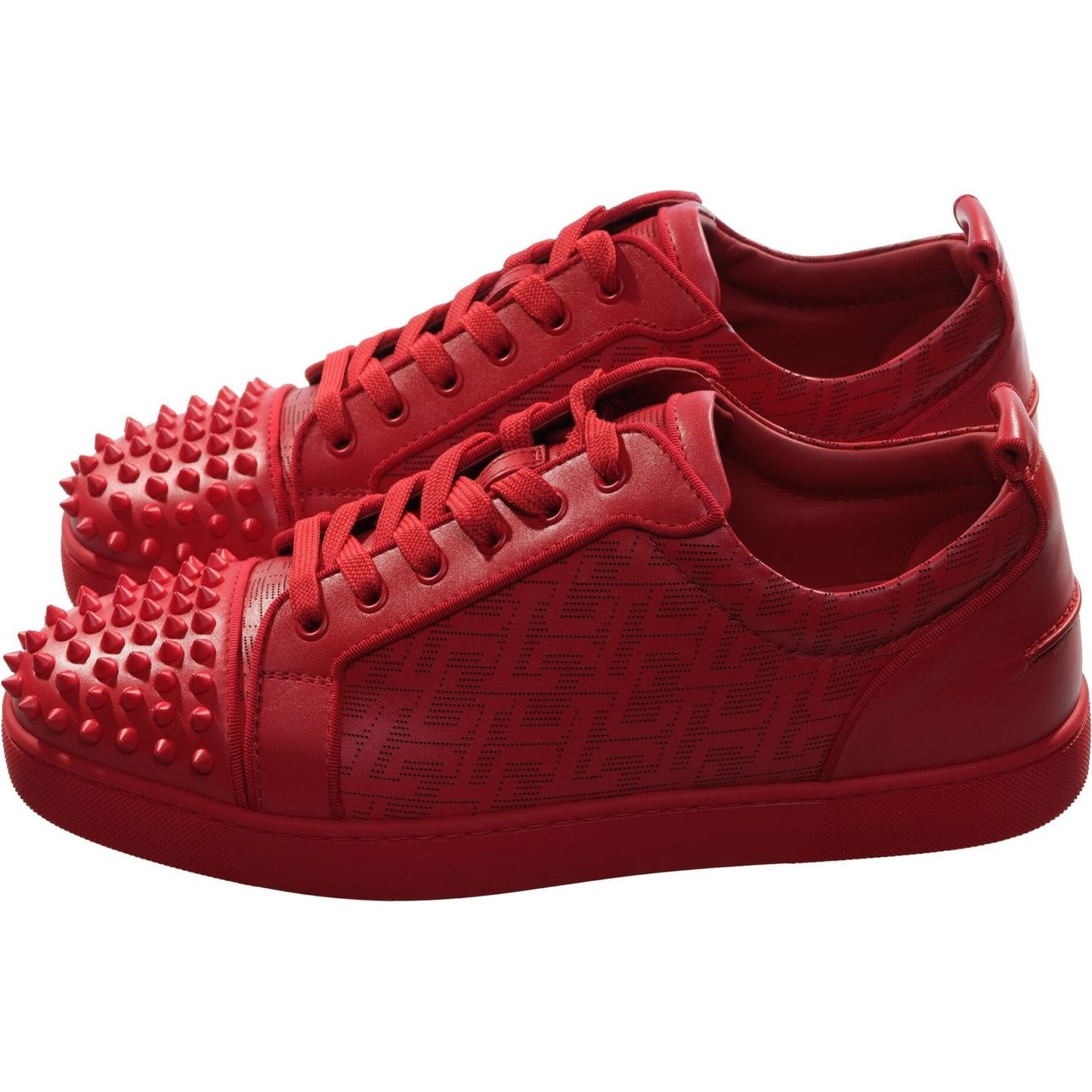 Louis Junior Spikes Orlato  Red Leather Sneakers Christian Louboutin