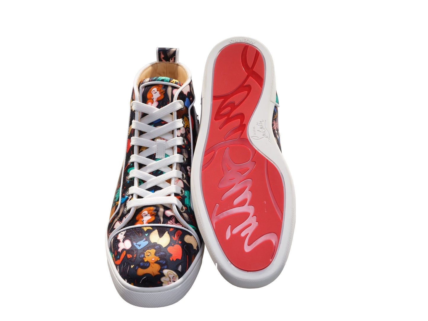 Louis Orlato Flat Crepe Satin Multicolour Limited edition Dr Bored Print High Top Sneakers