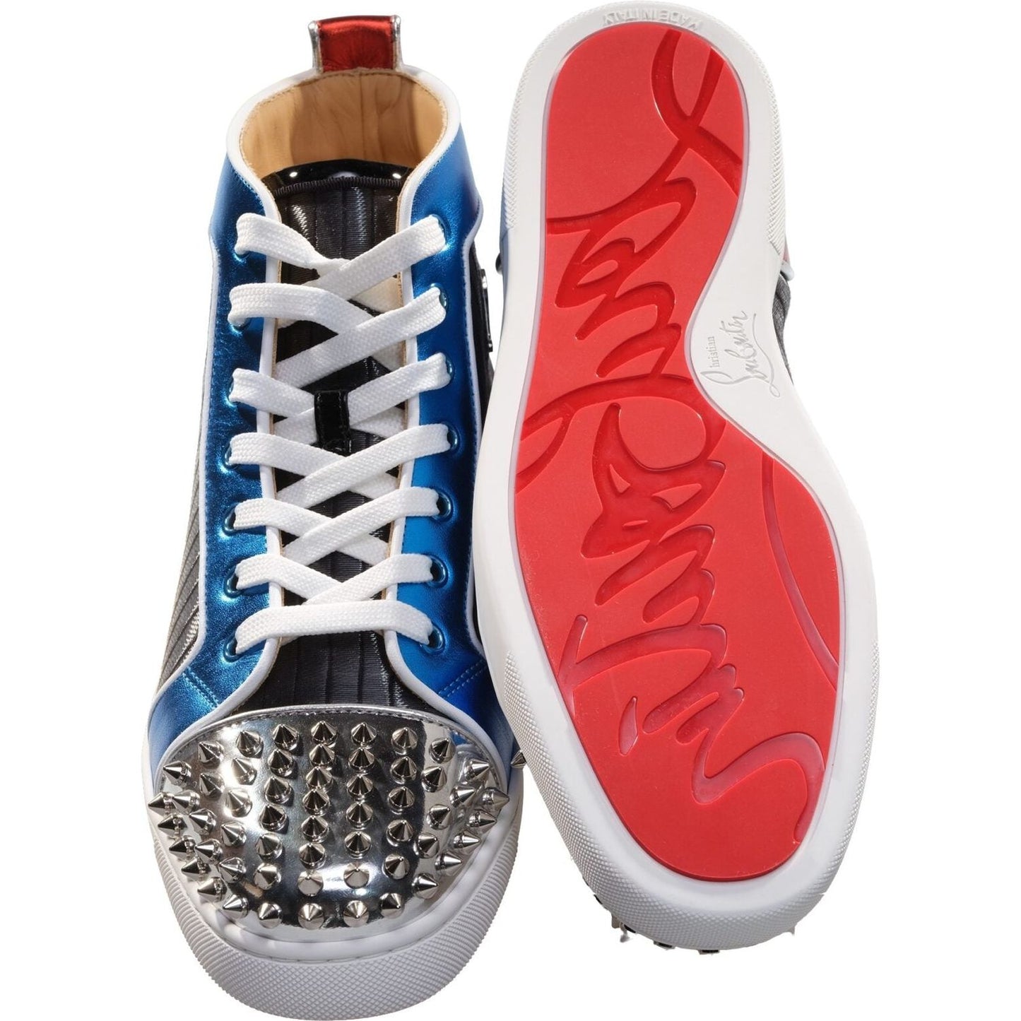 Louis Spikes Orlato Flat Multi Coloured Leather High Top Sneakers