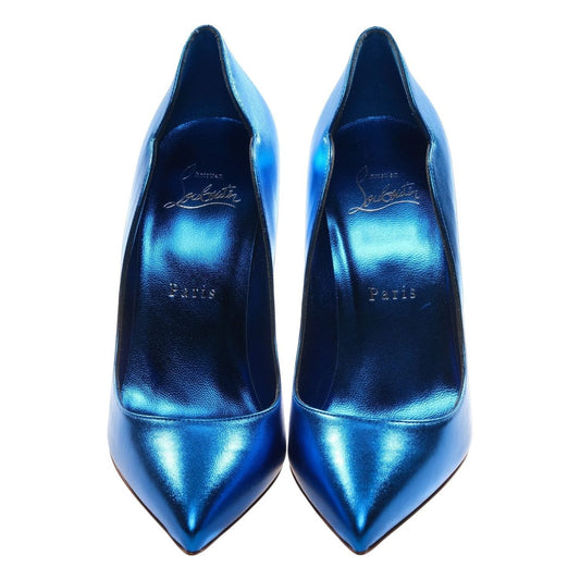 Hot Chick 100 Blue Mirrored Patent Leather High Heel Pumps