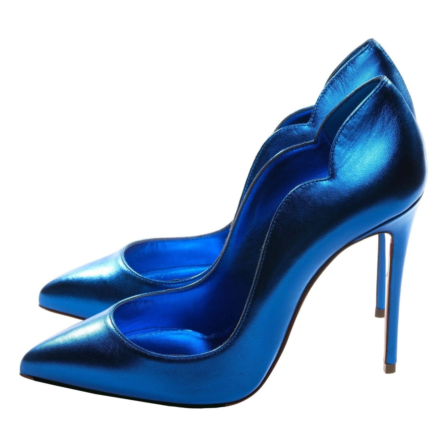 Hot Chick 100 Blue Mirrored Patent Leather High Heel Pumps