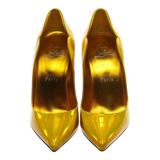 Hot Chick 100 Yellow Mirrored Patent Leather High Heel Pumps