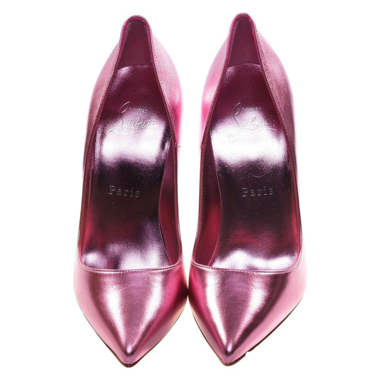 So Kate 120 Pink Laminated Leather High Heel Pumps