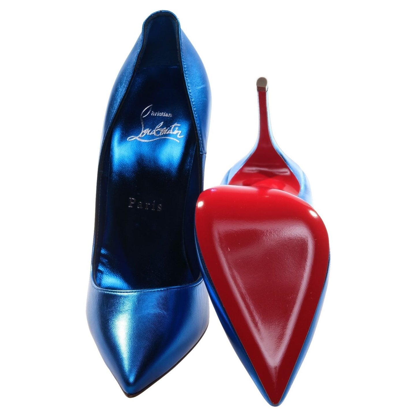 So Kate Blue Laminated Leather High Heel Pumps