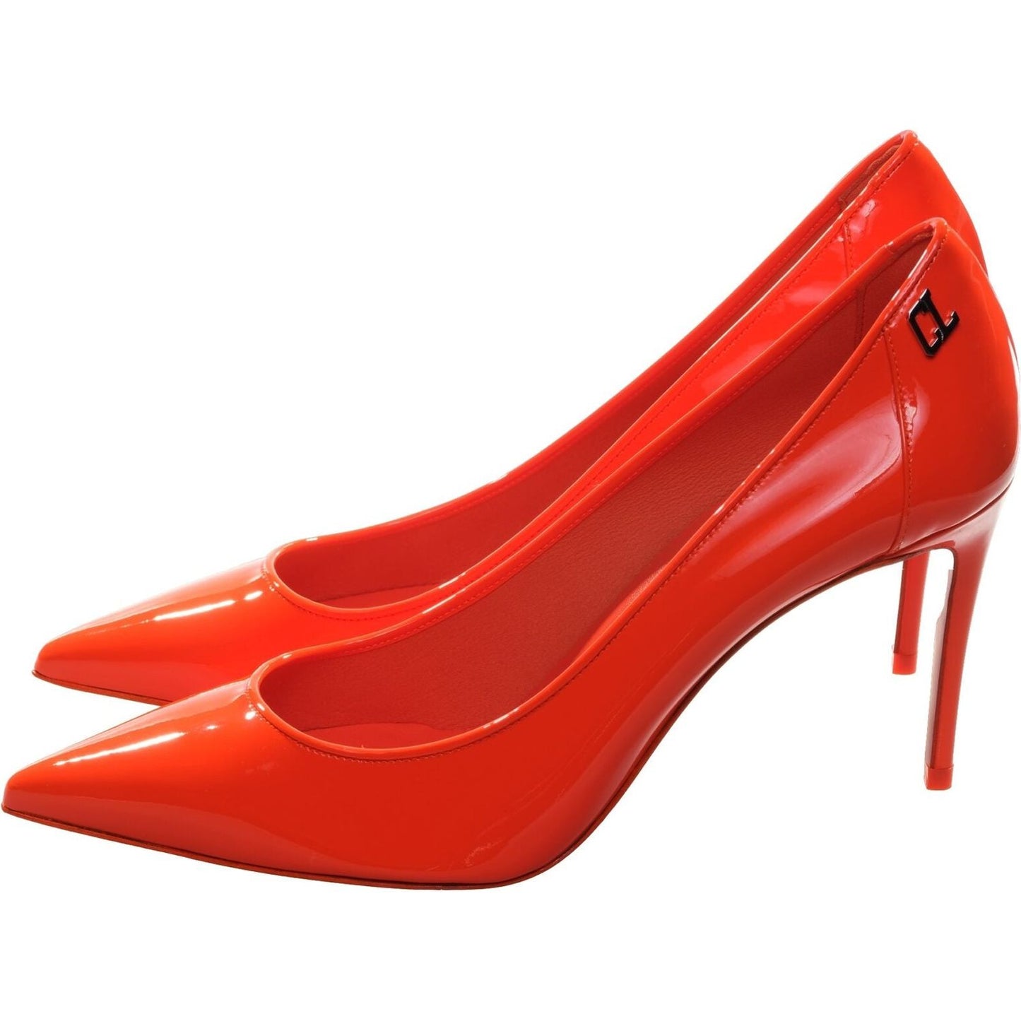 Sporty Kate Orange Patent Leather High Heel Pumps