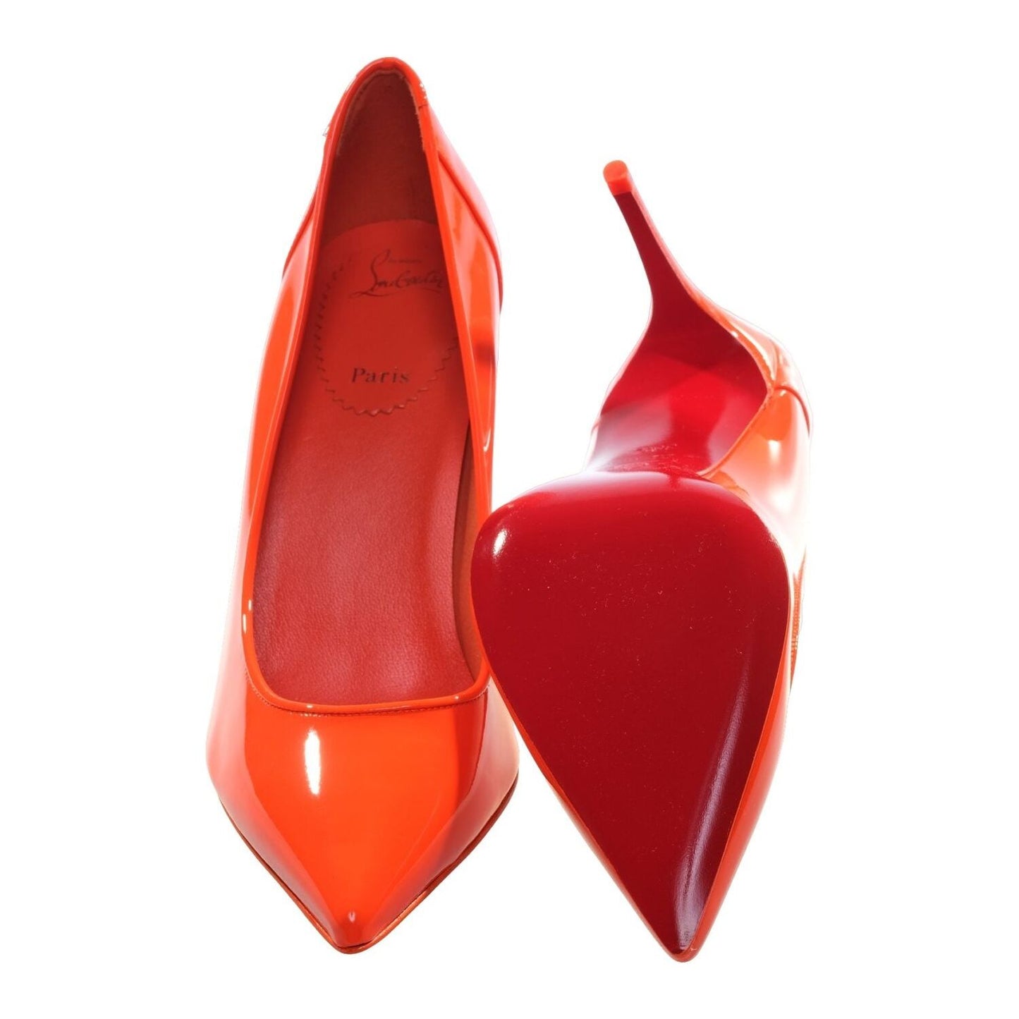 Sporty Kate Orange Patent Leather High Heel Pumps