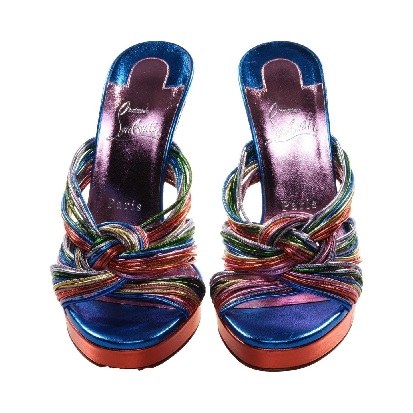 Multitaski Alta 120 Multicoloured Leather Knotted Strappy High Heel Mules